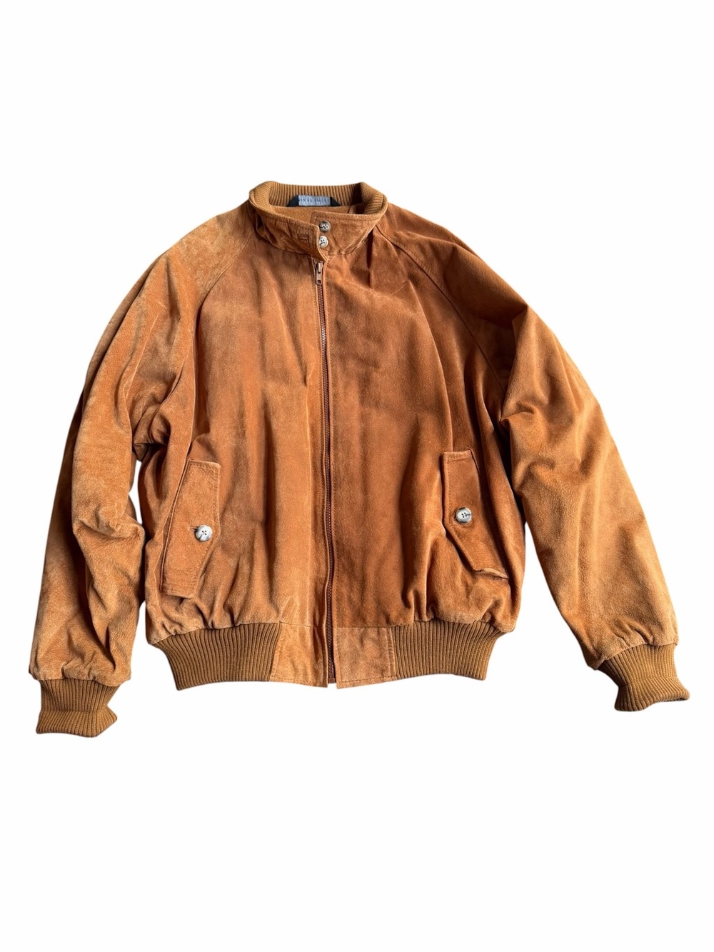 1990s Authentic Imports Rich Tan Suede Bomber Jacket